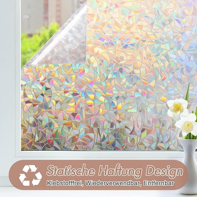 Haton Window Privacy Film, Stained Glass Rainbow Film Decorative Window Clings - Image 6