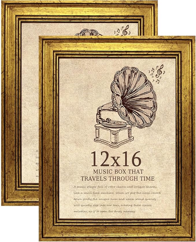 12x16 Picture Frame with Real Glass set of 2-Vintage Frames by TKYGU
