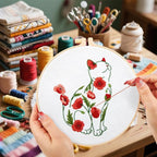 Crafmanoe Cat Embroidery Kits for Beginners Adults, Flowers Embroidery Starter - Image 7