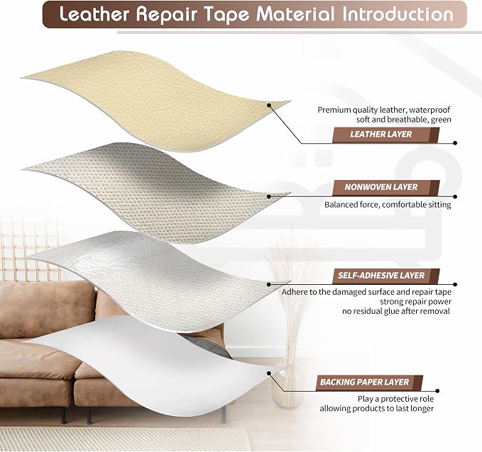 KING MOUNTAIN Leather Repair Patch, 12 x 60 Inches Self-Adhesive Repair Tape - Image 3