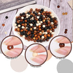 Whaline 240 Pcs Natural Wood Beads Coffee Brown White Wooden Beads Rustic Color - Image 3