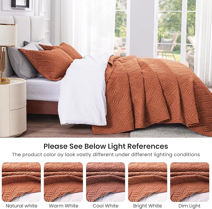 Love's cabin California King Size Quilt Bedding Set Umber Bedspread - Image 5