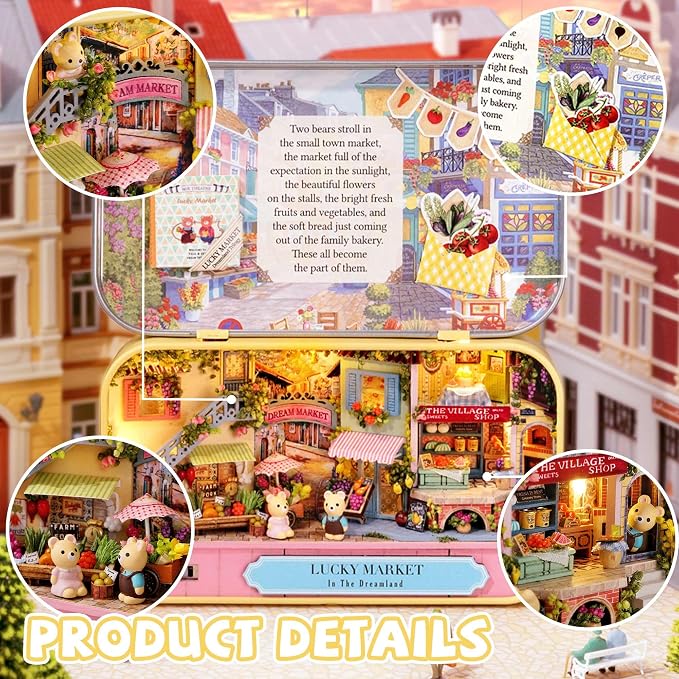 Kisoy Dollhouse Miniature with Furniture Kit, Handmade DIY House Model - Image 5