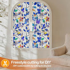 Countewol Colorful Leaf Static Cling Window Film Frosted Stained Glass Privacy - Image 7