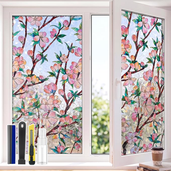 3D Rainbow Window Privacy Film, Decorative Stained Glass Static Cling Window by Unknown