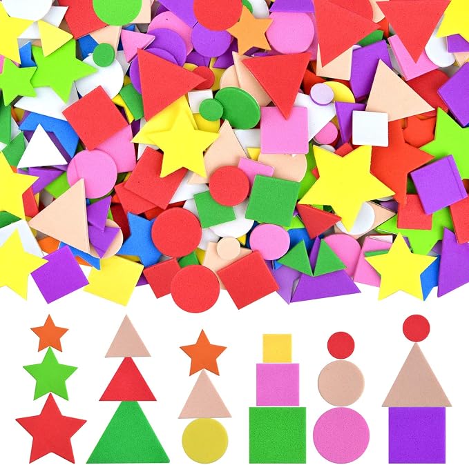 Coopay Foam Stickers Geometry Self-Adhesive Geometry Shapes Stickers Assorted by Coopay