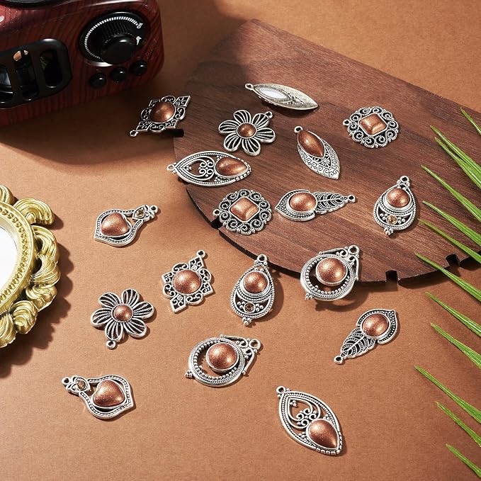 18Pcs Tibetan Style Alloy Charms Bohemia Vintage Filigree Charms 9 Styles - Image 6