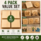 4 Pcs Solid Wood Blocks 4x4x1 Inch Unfinished Whittling Blocks - Image 8