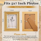 1 Pack 5 x 7 Picture Frame, Wood Beaded Boho Photo Frame, Vintage Photo Display - Image 2