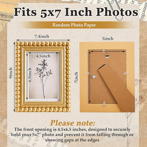 1 Pack 5 x 7 Picture Frame, Wood Beaded Boho Photo Frame, Vintage Photo Display - Image 2