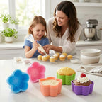 Mini Silicone Muffin Cups, 24 Pack Reusable Cupcake Molds, Begonia | Nonstick 2 - Image 8