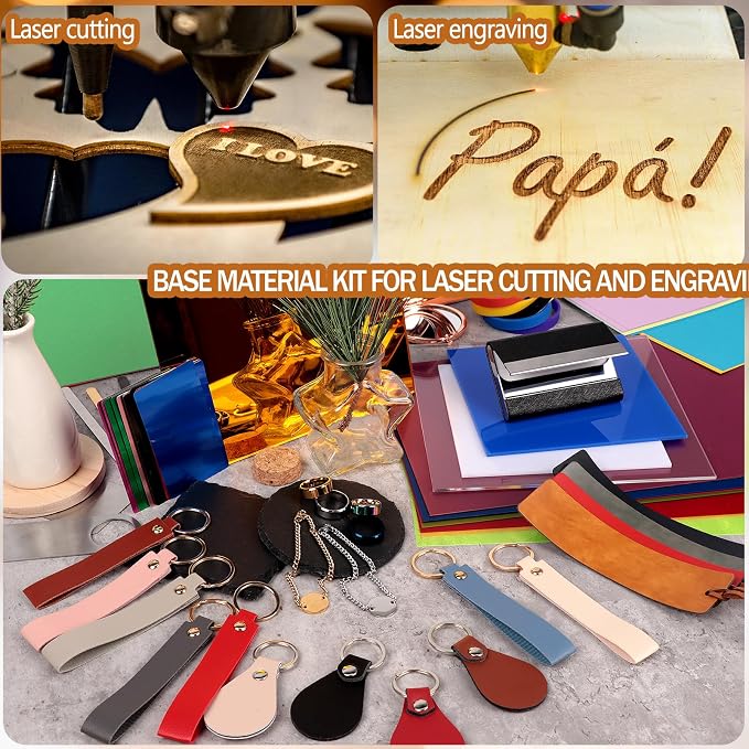 Adrattnay Laser Material Explore Kit, 46 Kinds Blanks Includes Basswood - Image 7