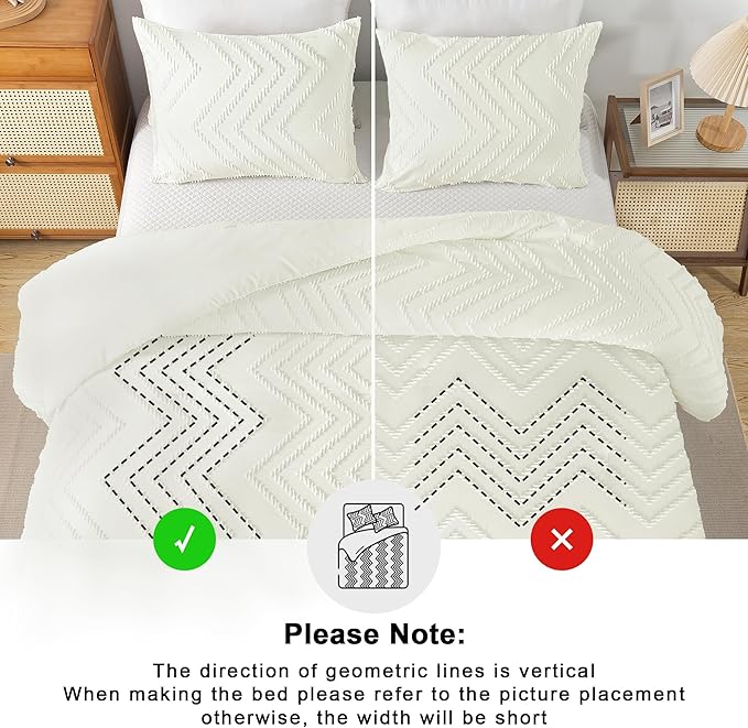 Andency Ivory Comforter Set Full Size, Boho Soft Warm Tufted Bedding Comforter - Image 5
