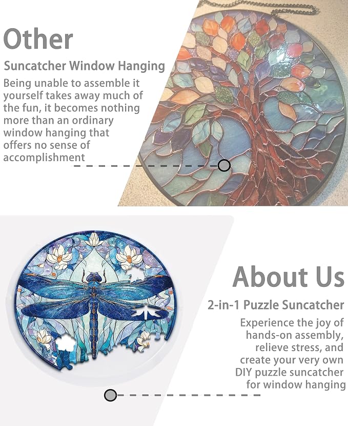 Acrylic Puzzle Suncatcher, Lotus Pond Dragonfly Sun Catcher - Image 5