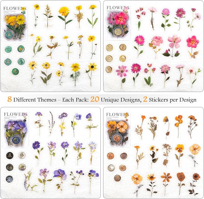 320PCS Pre-Cut Small Floral Stickers Set - Image 7