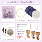 Uniartfy 3 Pack Embroidery Starter Kit, Stamped Book Flower Mountain Butterfly - Image 2