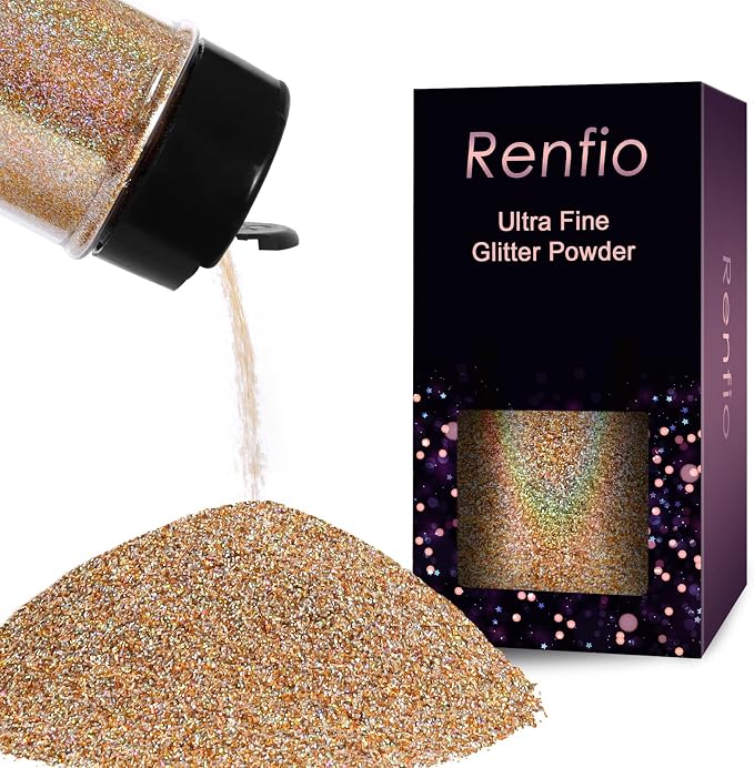Renfio Holographic Ultra Fine Glitter Powder Metallic Resin Glitter 2.11 Oz PET by Renfio