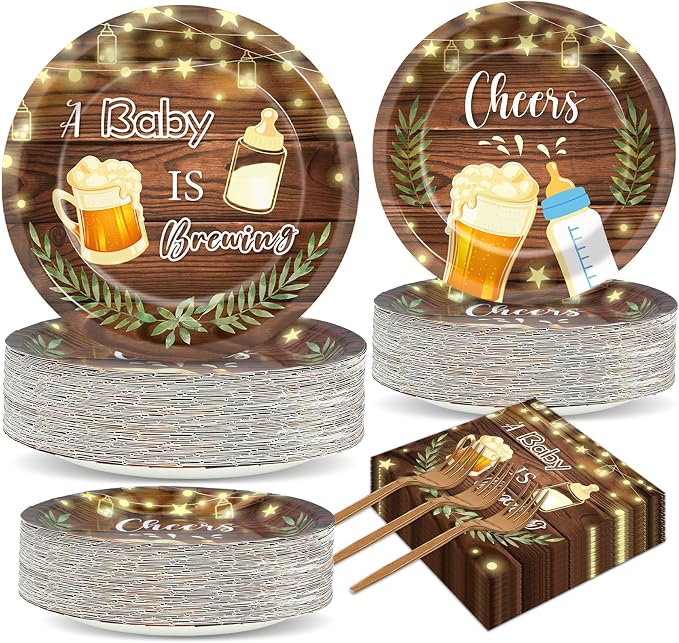50 Guests A Baby is Brewing Baby Shower Plates and Napkins Party Supplies Baby by Qyeahkj