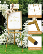 53.9" Gold Easel Stand for Sign, Heavy Duty Metal Display Easel - Image 4