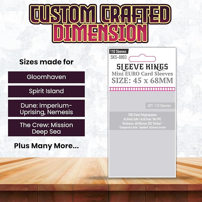 Sleeve Kings Mini Euro Card Sleeves 45 x 68 mm – 110 Pack, Extra Clear 60 - Image 3