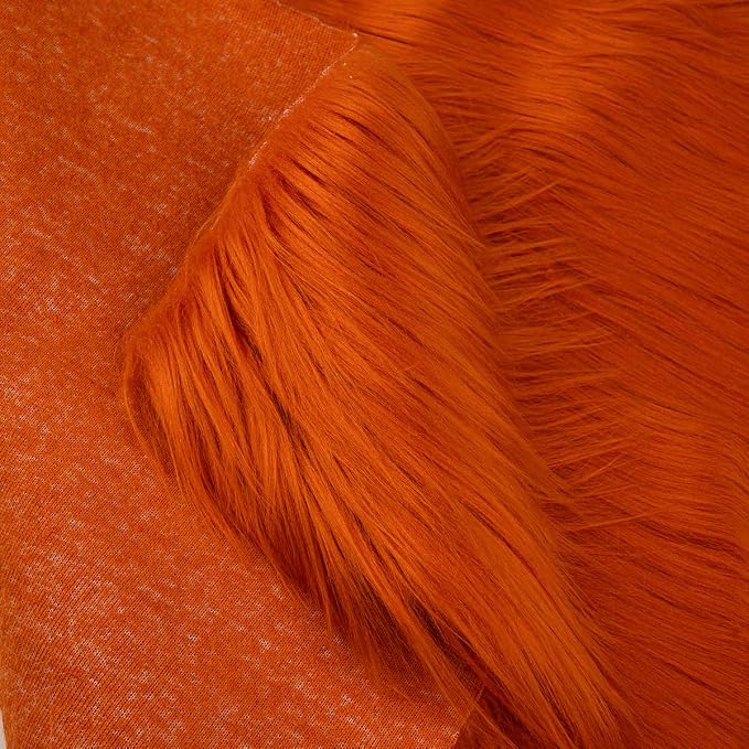 Orange Faux Fur Fabric by The Yard - Image 5
