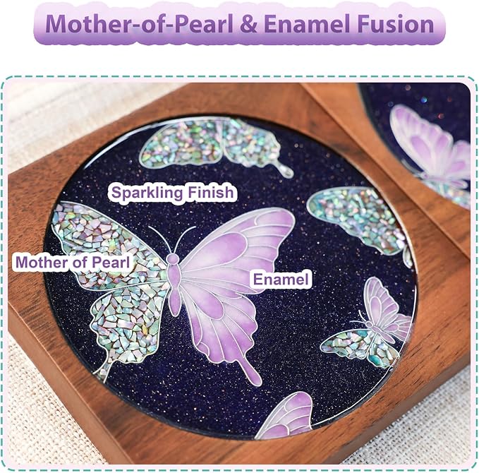 Wooden Coasters Craft Kits – Filigree Enamels Painting DIY Coasters Art - Image 5