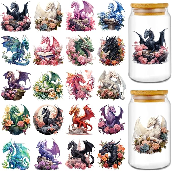 Rngmsi 20 Sheets Dragon UV DTF Cup Wrap, Fantasy Cold UV DTF Stickers | Magic by RNGMSI