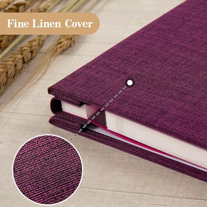 potricher Large Photo Album Self Adhesive 3x5 4x6 5x7 8x10 Pictures Linen Cover - Image 5