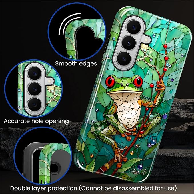 for Samsung Galaxy S26+ Case, Frog Stained Glass Pattern Glossy 2 in 1 - Image 2