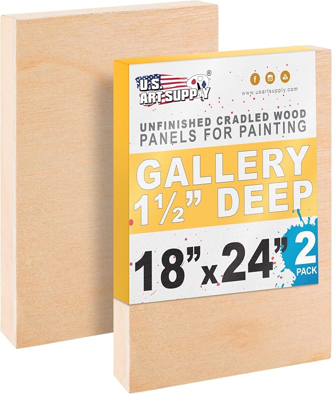 U.S. Art Supply 18" x 24" Unfinished Cradled Wood Panels by USArtSupply