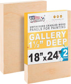 U.S. Art Supply 18" x 24" Unfinished Cradled Wood Panels by USArtSupply