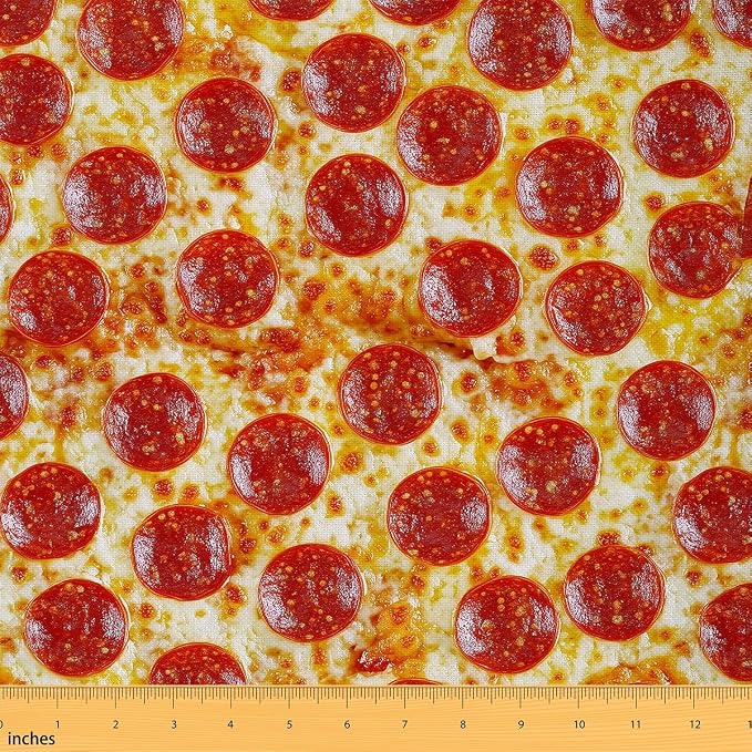Erosebridal Pizza Flannel Fabric by The Yard Pepperoni Sausage Soft Not by Erosebridal