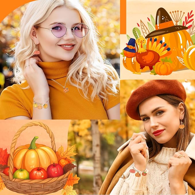 SANNIX 90 Pcs Pumpkin Charms for Jewelry Making, Thanksgiving Fall Pumpkin - Image 6