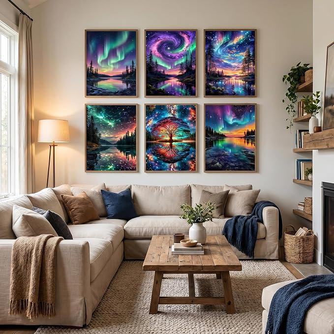 Mosaflare 6 Pack 5D Aurora Diamond Painting Kits, Landscape Scenery Diamond Art - Image 2