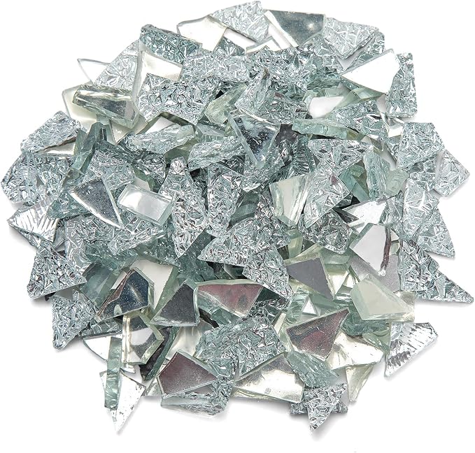 Silver Mixed Irregular Mosaic Glass Mosaic Tiles Pieces, 300g Mosaic DIY Set by ZWCTmosaicdiy