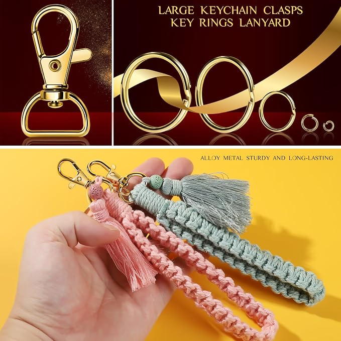 LEOBRO Keychain Making Kit, Metal Lobster Claw Clasps and Key Chain Rings - Image 4