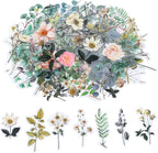 85 Pieces Natural Scrapbooking Stickers, Self-Adhesive Daisy Camellia Stickers by Pengxiaomei