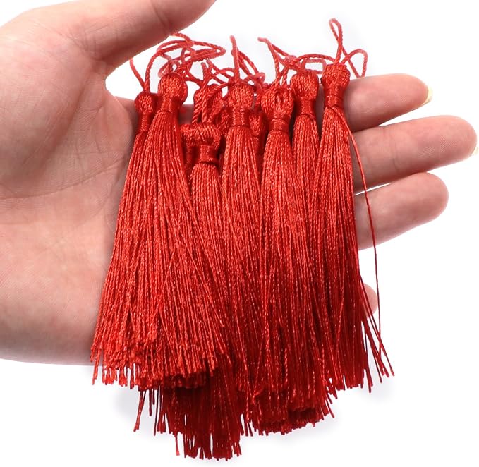 VAPKER 100 Pieces Red Tassels 13cm/5-Inch Silky Handmade Soft Tassels Floss - Image 4