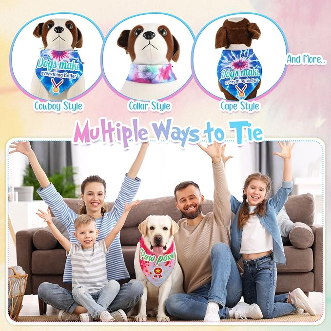 Sweetude 100 Pcs Tie Dye Dog Bandanas Bulk - Image 6