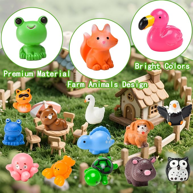 50 Pcs Mini Resin Animal Tiny Resin Animals Figurines Bulk Miniature Little to - Image 3