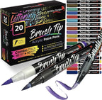 20 Brush Tip Acrylic Paint Pens, Classic and Metallic Color Double Pack by ArtShipDesign
