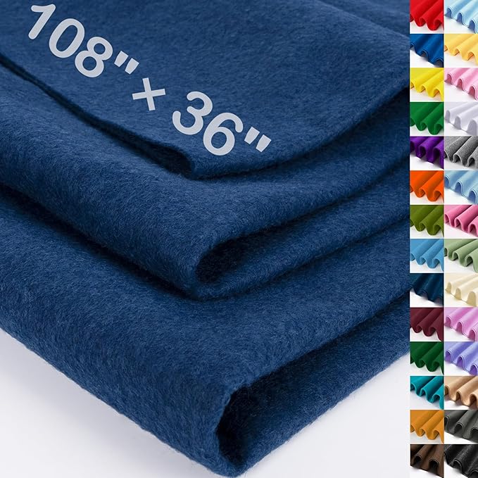 XSEINO Navy Large Felt Fabric 108" X 36 ", 1.4 mm Thick Soft Felt Fabric Sheet by XSEINOiscreating%EF%BC%81