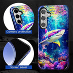 for Samsung Galaxy S24 FE Case, Colorful Ocean Sharks Pattern Glossy 2 in 1 - Image 6