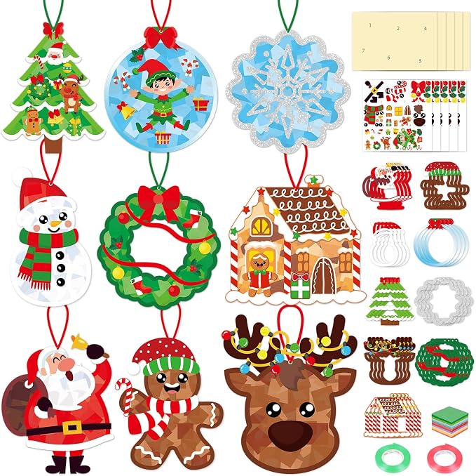 Renbuzhu 36PCS Christmas Crafts Bulk: Xmas Paper Suncatchers DIY Kit by Renbuzhu