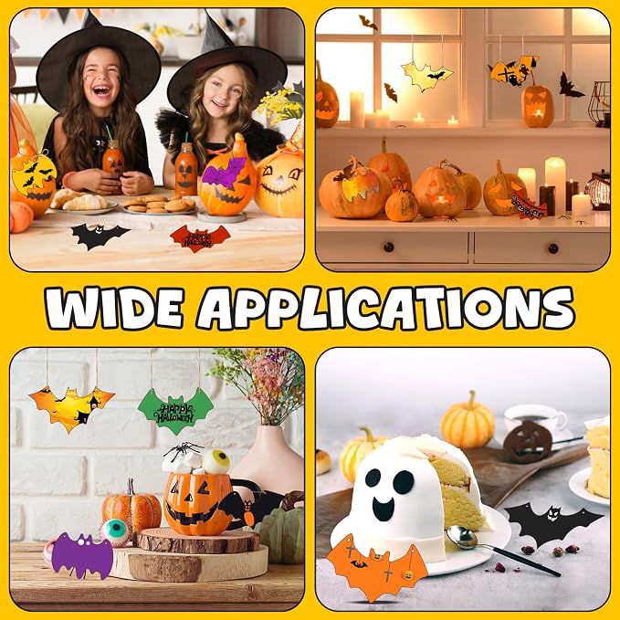 40Pcs Bats Halloween Wooden Slices Ornaments Paintable Blank Natural Bat - Image 4