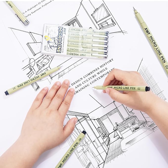 Micro Fineliner Pens 6 Size/Set, Ultra Fine Fineliner Pen, Brush Marker Pen - Image 5