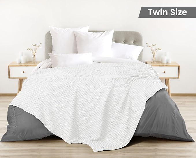 Utopia Bedding 100% Cotton Waffle Weave Blanket Throw Size - Image 2