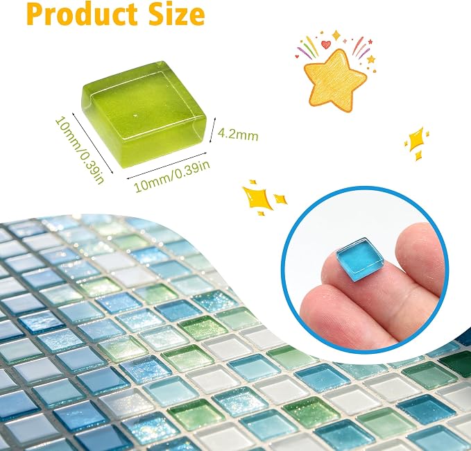 500Pcs Mixed Colors Glass Mosaic Tiles 10mm Transparent Crystal Glass Tiles - Image 2