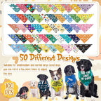 Sweetude 100 Pcs Plaid Dog Bandanas Bulk Paw Print Dog Scarf Bibs Puppy Pet - Image 4