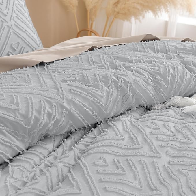 Andency Light Grey Comforter Full Size, 3 Pieces Boho Lightweight Fluffy - Image 5